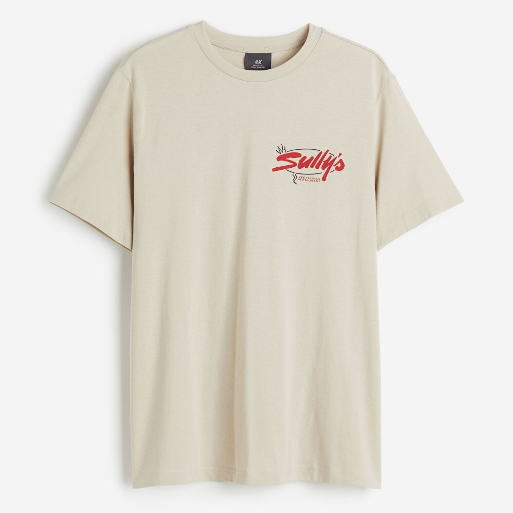 

Футболка H&M Regular Fit Printed Sully's, бежевый