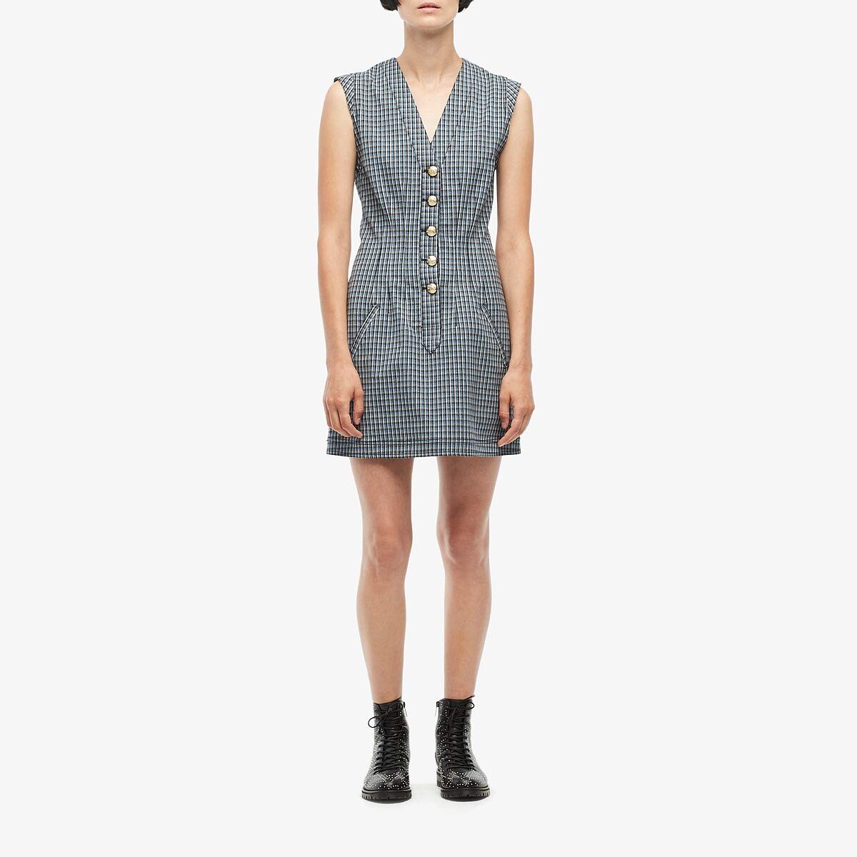 

Платье Derek Lam 10 Crosby, V-Neck Fit-and-Flare Dress w/ Snaps