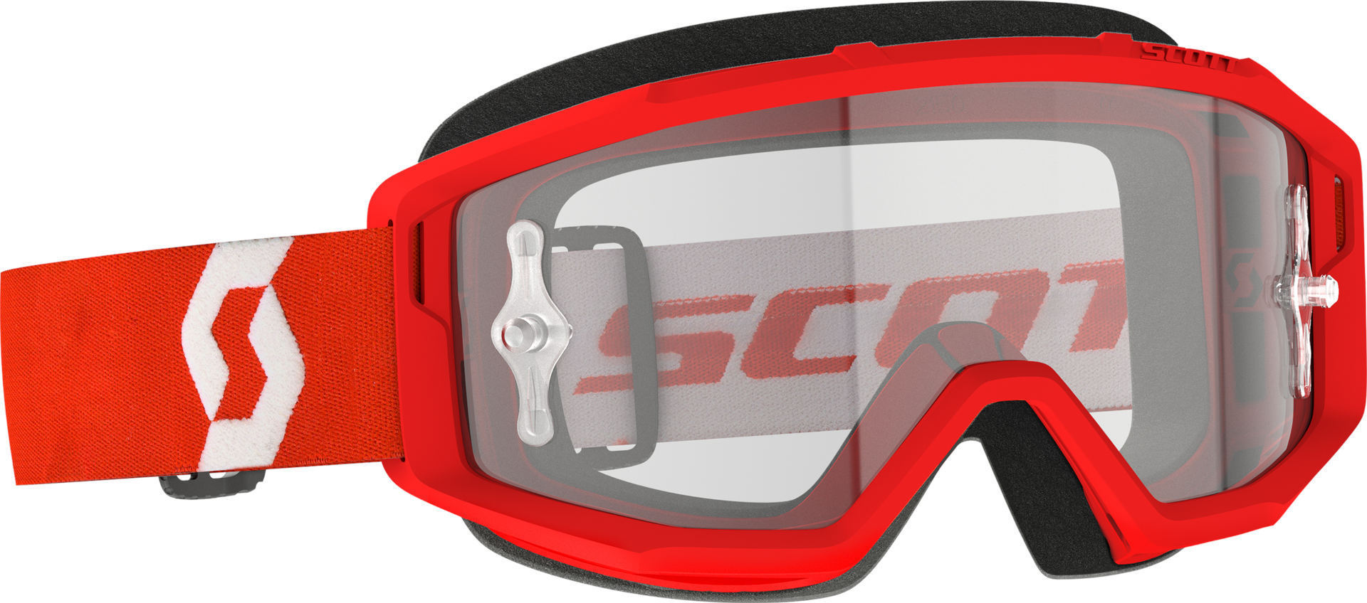 Мотоциклетные очки Scott Primal Clear с логотипом, красный/белый
