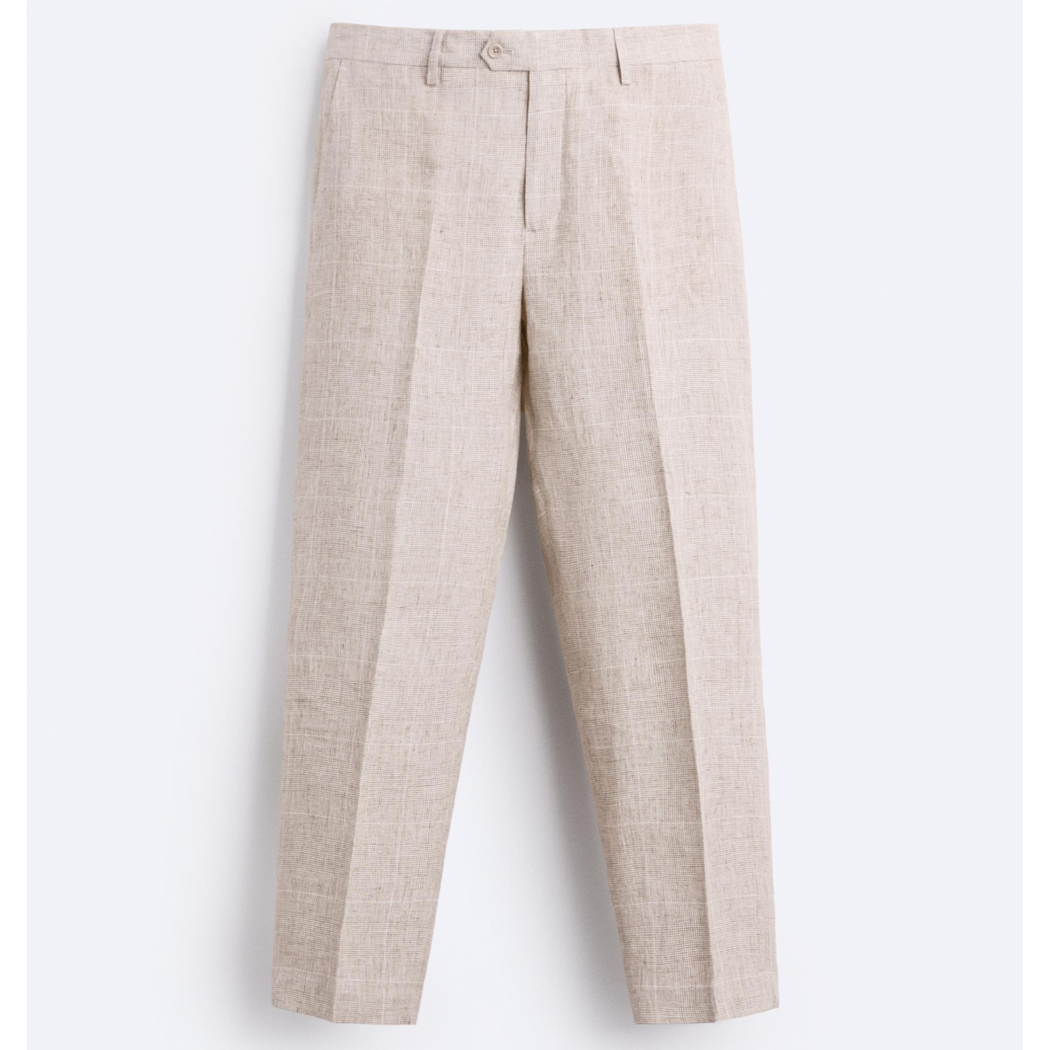 цена Брюки Zara 100% Linen Check Suit, светло-бежевый