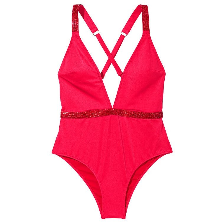 

Купальник Victoria's Secret Shine Strap Plunge, красный