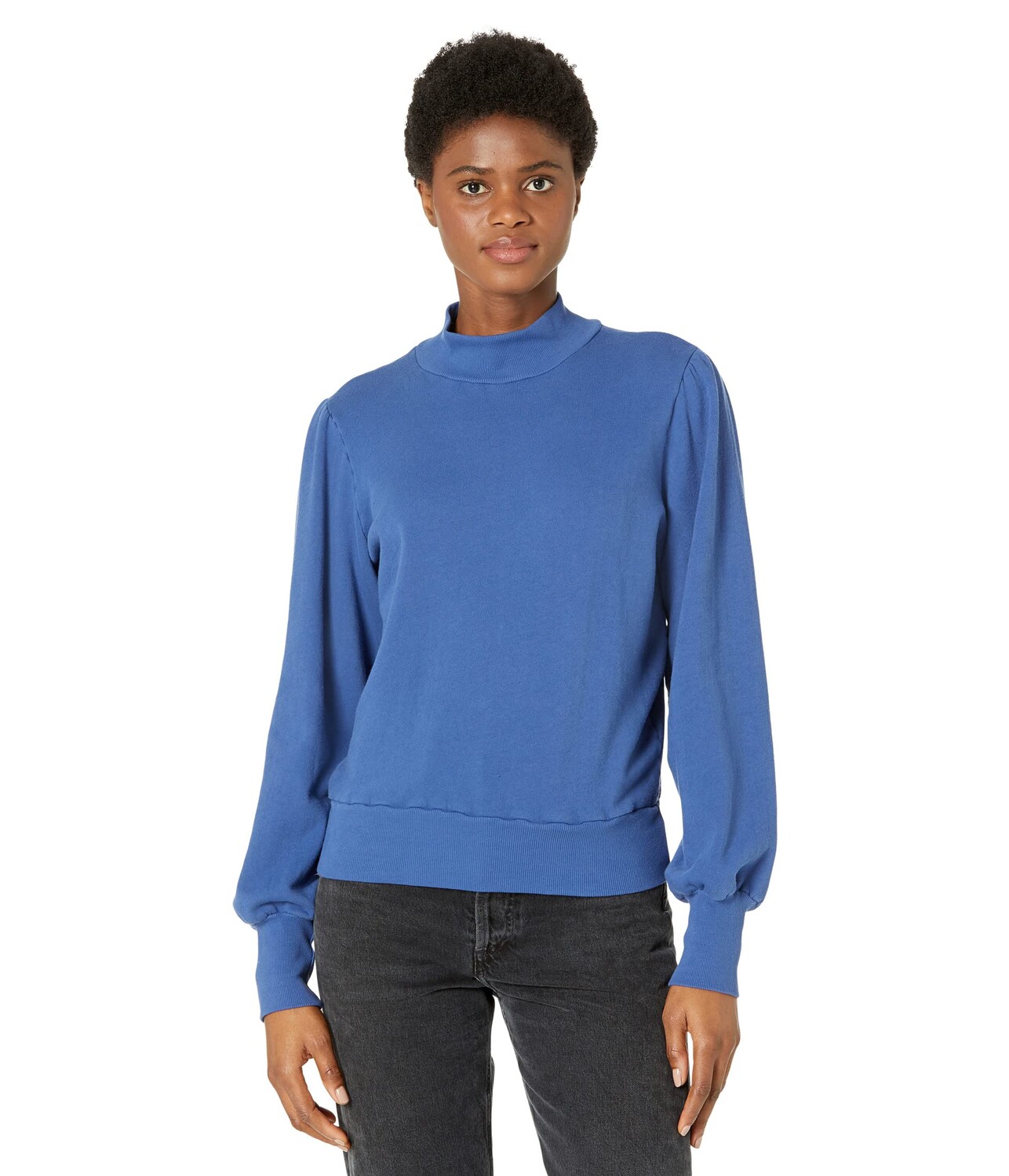 

Худи Michael Stars, Cozy Terry Paisley Puff Long Sleeve Mock Neck Sweatshirt, Синий