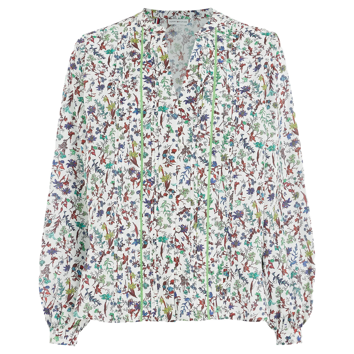 

Блузка Tommy Hilfiger Floral Voile V-neck, белый/мультиколор
