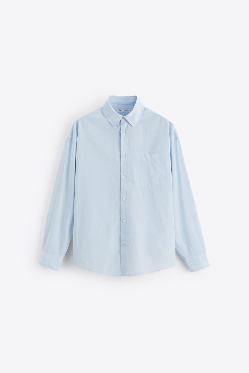 

Рубашка Zara striped oversize, светло-голубой