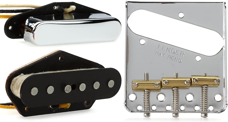 

Комплект из 2 звукоснимателей Fender Texas Special Telecaster с 3 седлами Fender American Vintage Telecaster Bridge в сборе - хром 0992121000=1 0990806100=1