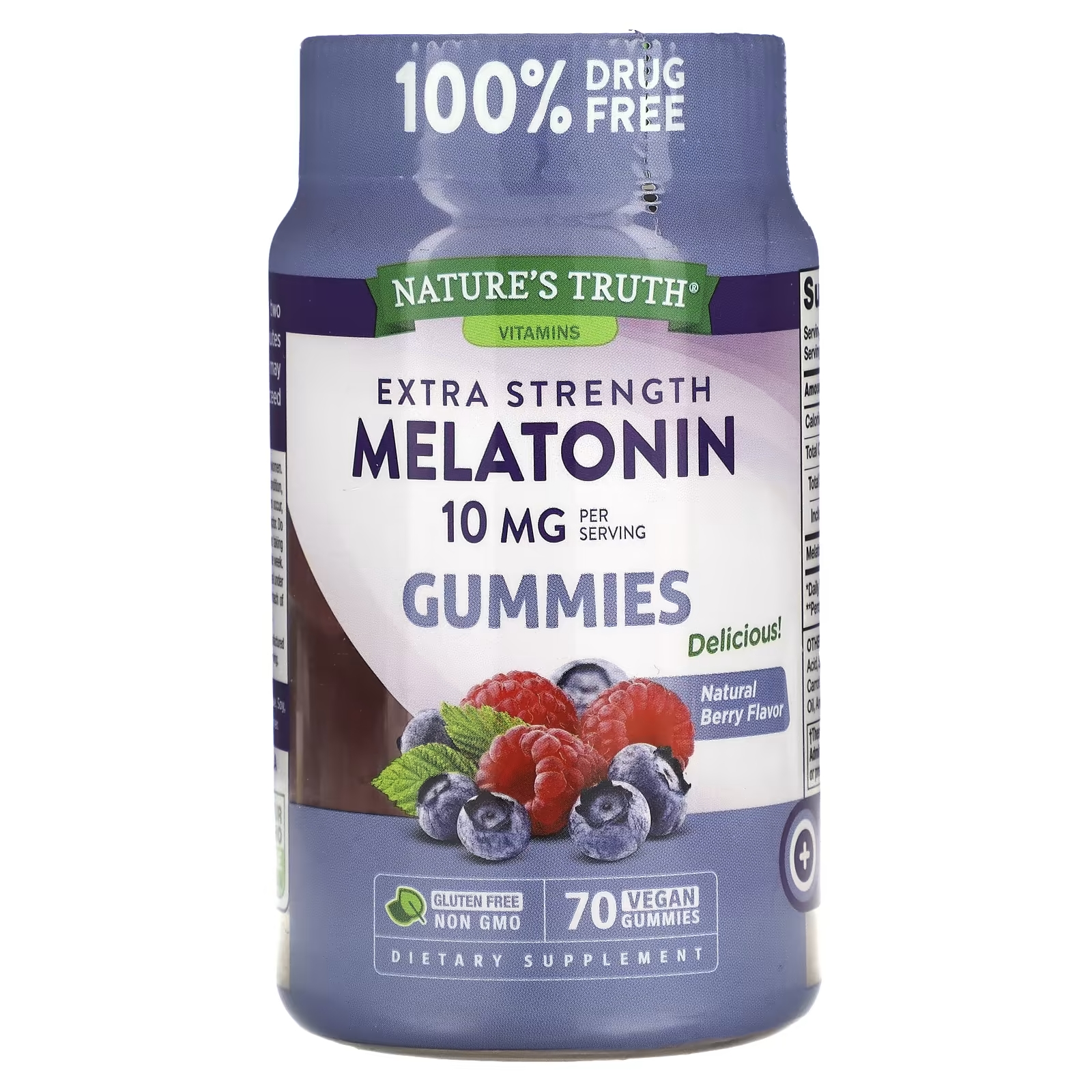 Nature's Truth мелатонин повышенная сила действия со вкусом натуральных ягод 5 мг, 70 веганских мармеладок