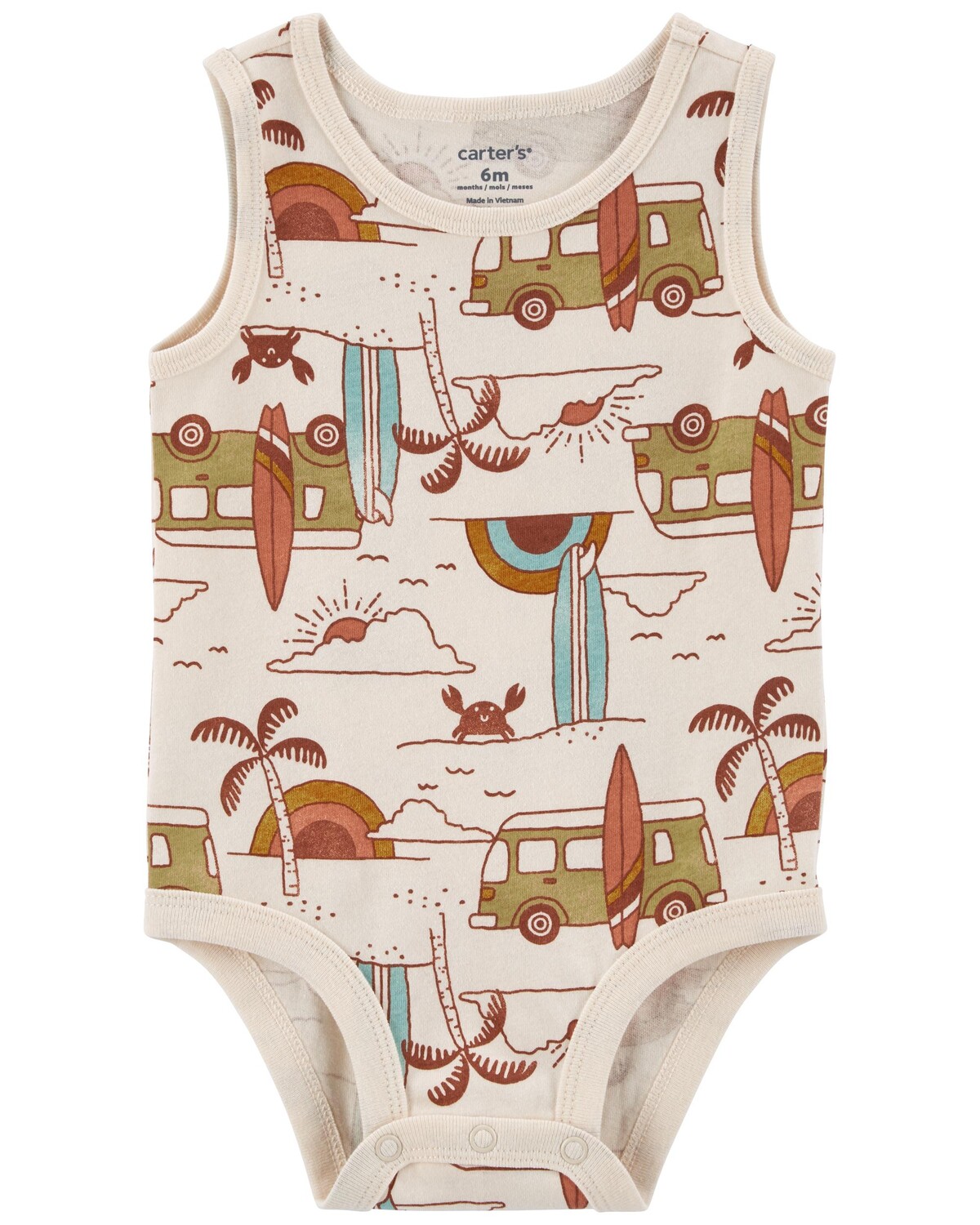 

Боди Baby Beach с принтом на майке Carter's, мультиколор