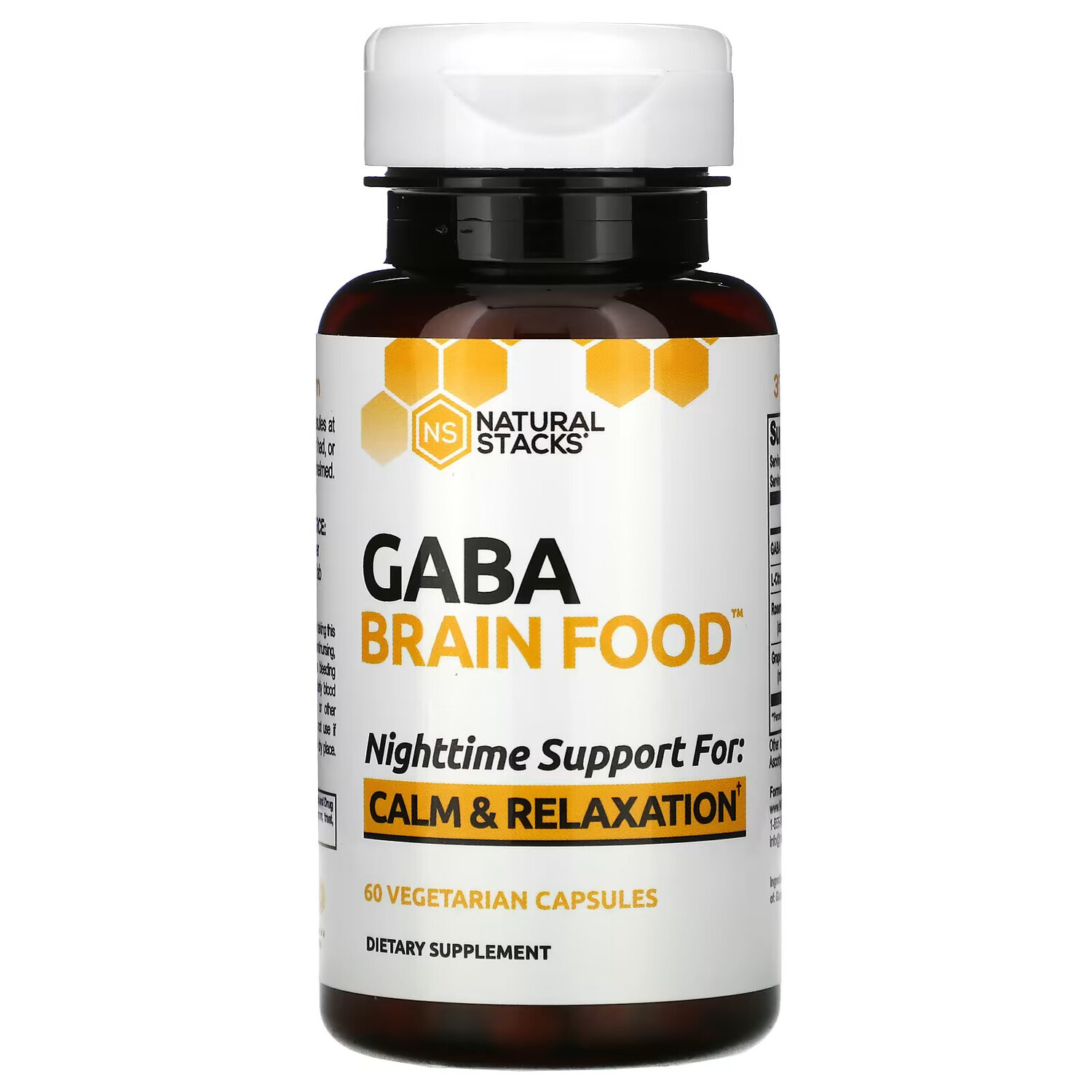 

Natural Stacks, Brain Food, GABA, добавка для мозга, 60 вегетарианских капсул