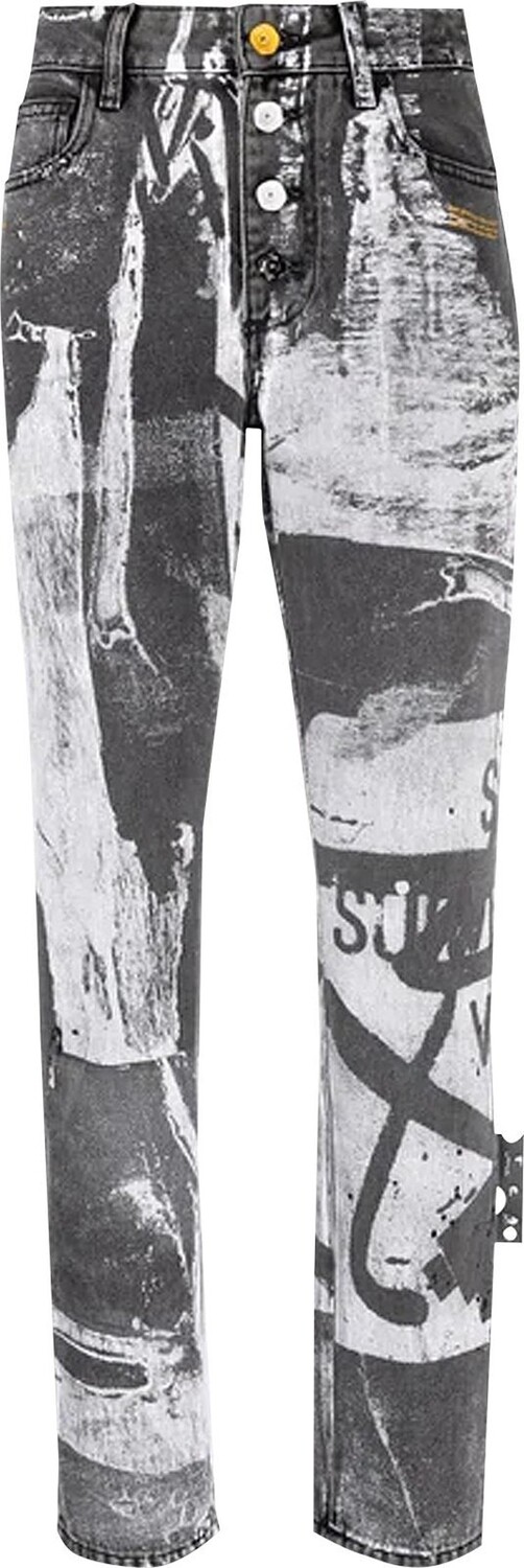 

Джинсы Off-White Tomek Denim Straight Leg Jeans 'Black/White', черный