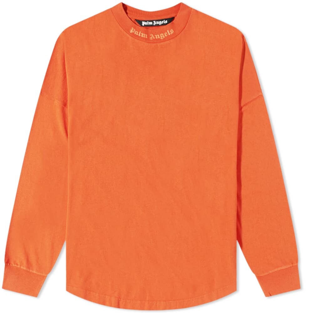 

Футболка Palm Angels Long Sleeve Glitter Mock Neck Logo Oversized Tee, Оранжевый