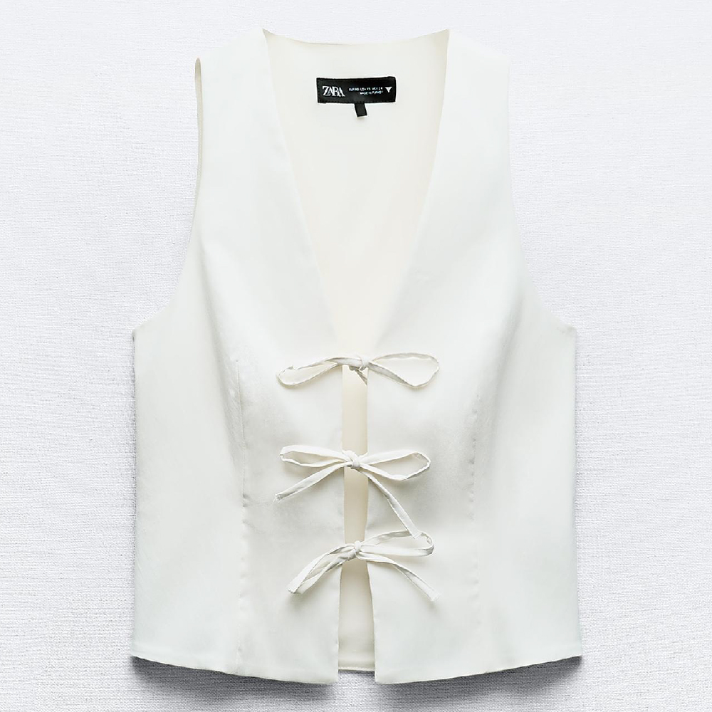Топ Zara Stretch With Ties, светло-бежевый топ zara embroidered with ties белый