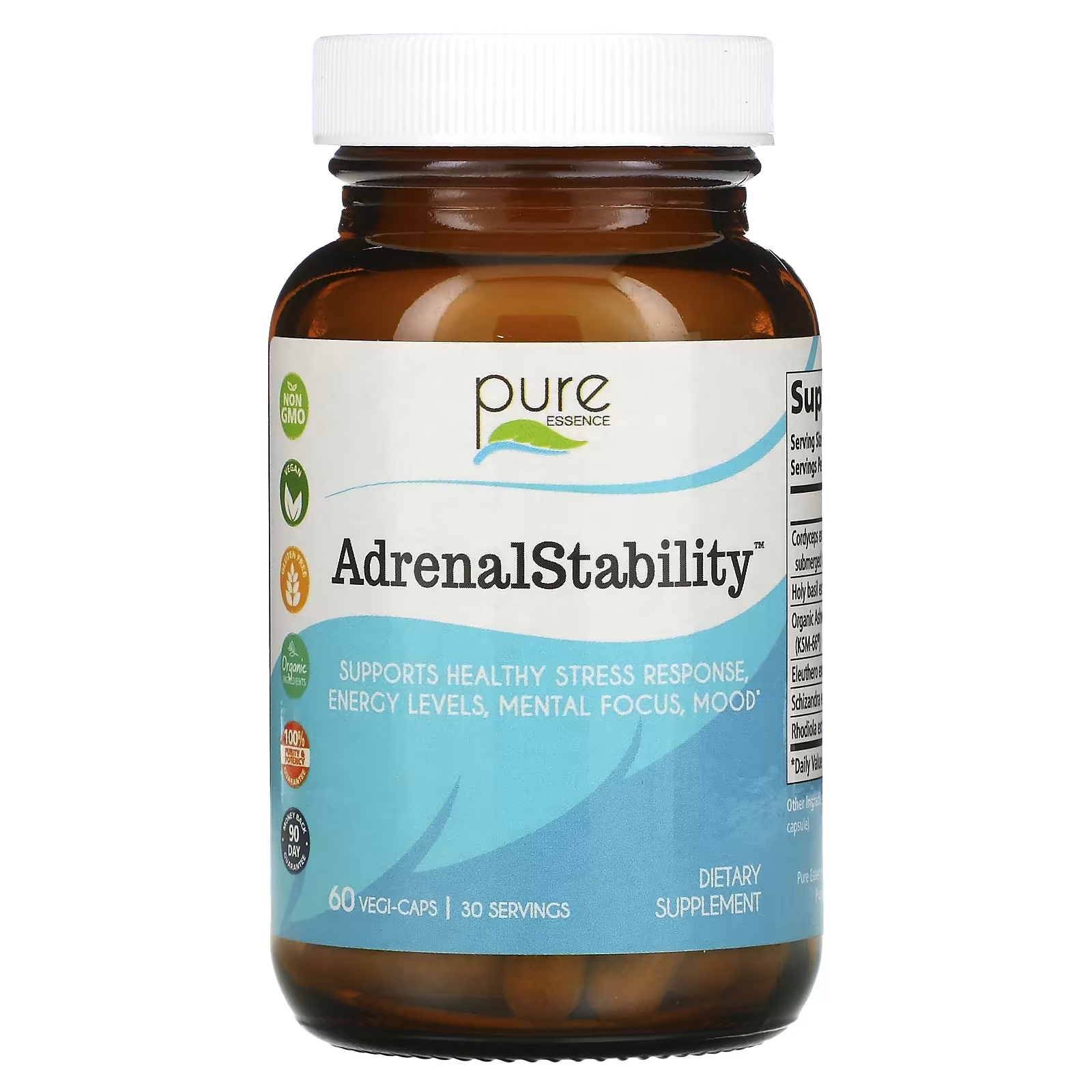 цена Пищевая Добавка Pure Essence Adrenal Stability, 60 растительных капсул