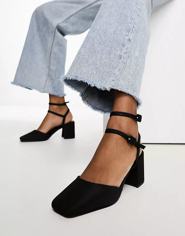

Туфли ASOS DESIGN Saffy Block Heeled Mid, черный