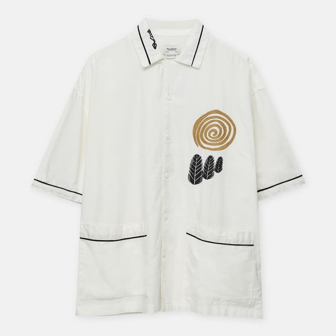 

Рубашка Pull&Bear Embroidered Short Sleeve Pyjama, белый