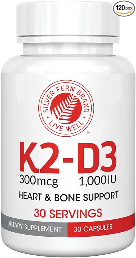 Silver Fern добавки с витамином K2-D3 (2 бутылки — 60 капсул — 60 порций) power by naturals adk 10 витаминные добавки с витамином а 2 бутылки по 90 вегетарианских капсул в каждой