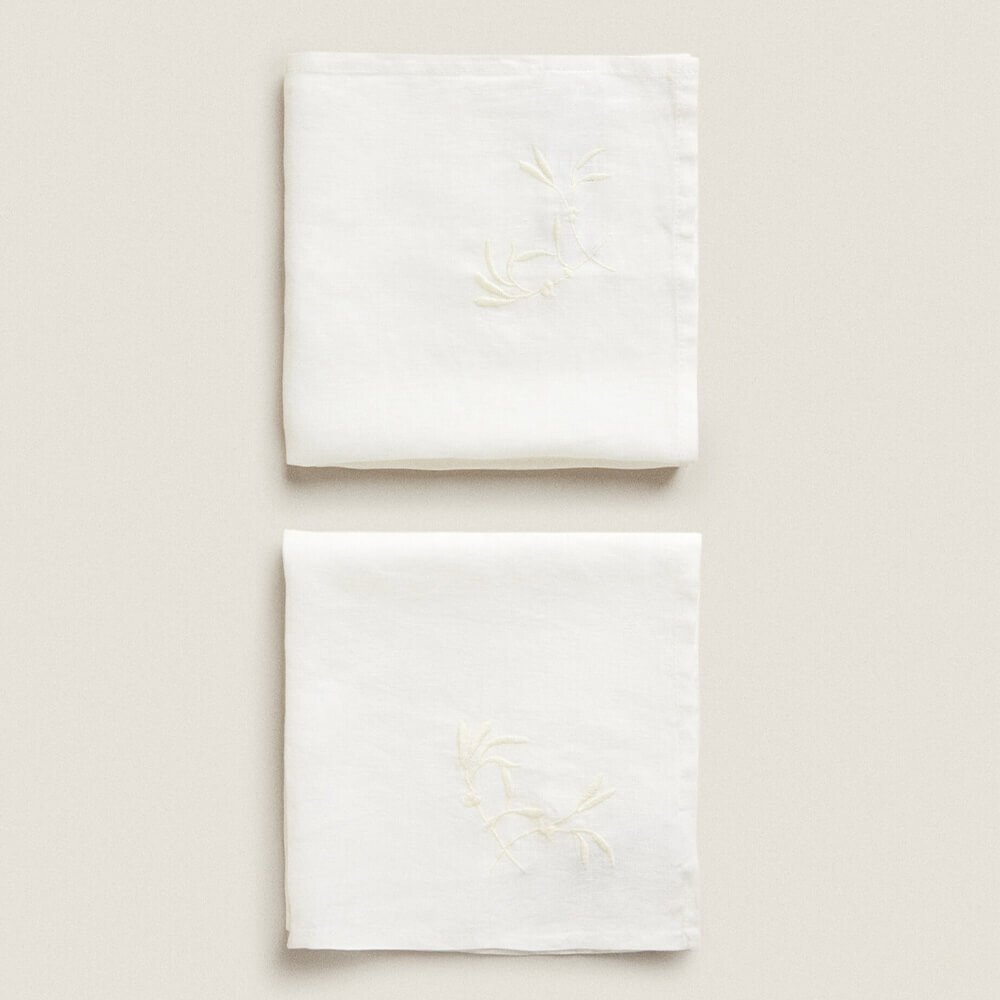 

Комплект салфеток Zara Home Embroidered, 2 предмета, натуральный