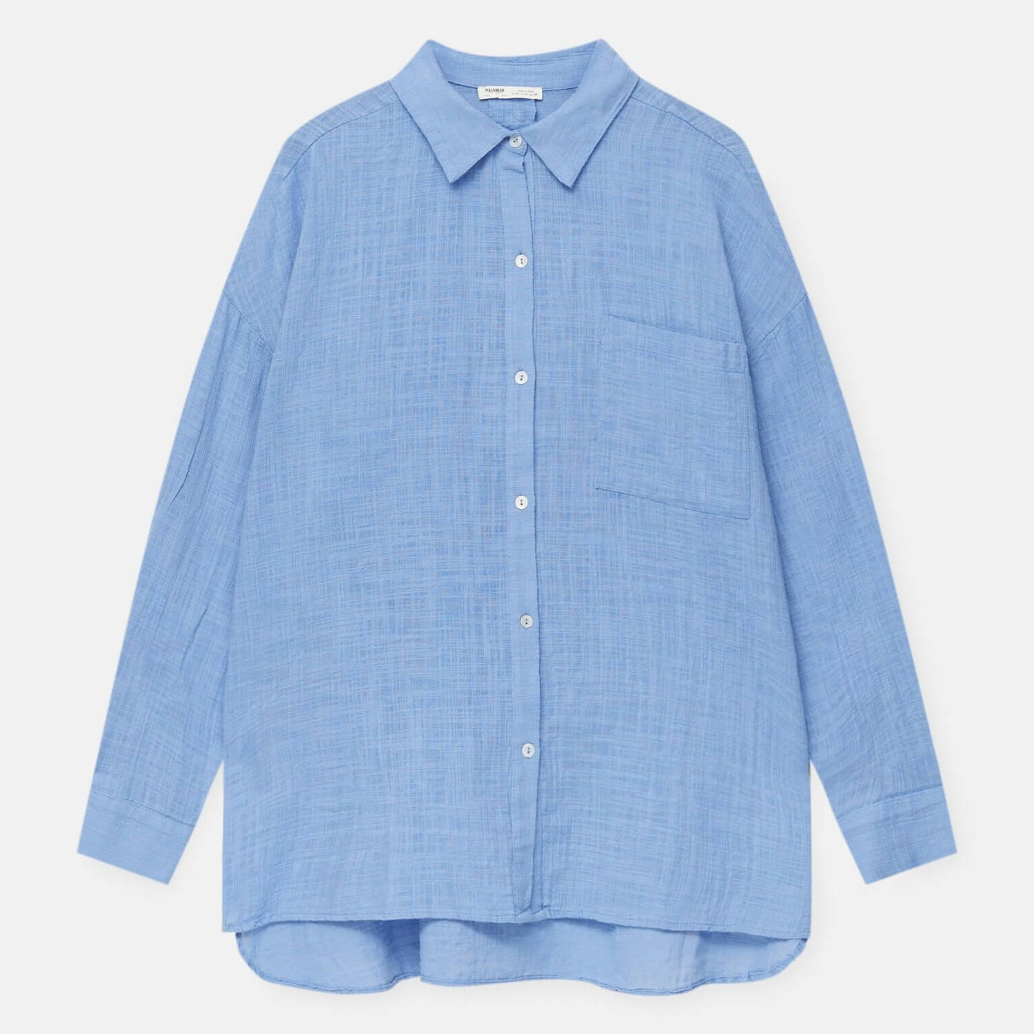 

Рубашка Pull&Bear Rustic Oversized, голубой