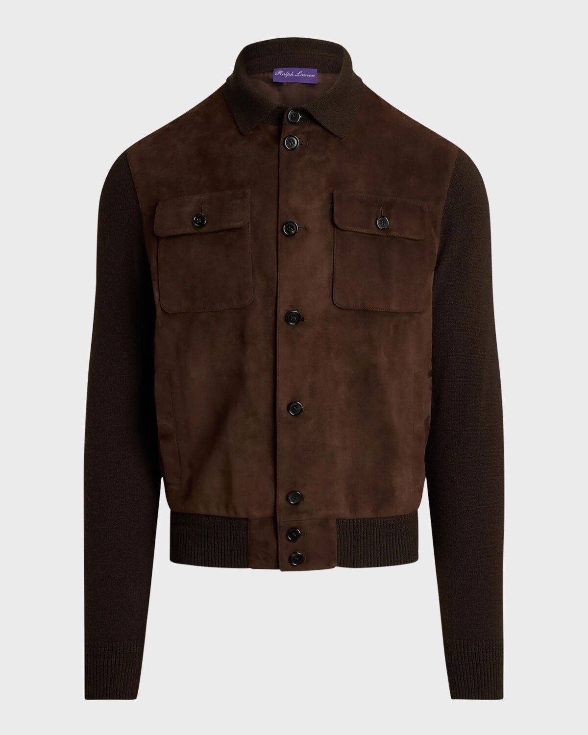 

Мужской кашемировый кардиган с замшевыми вставками Ralph Lauren Purple Label, коричневый