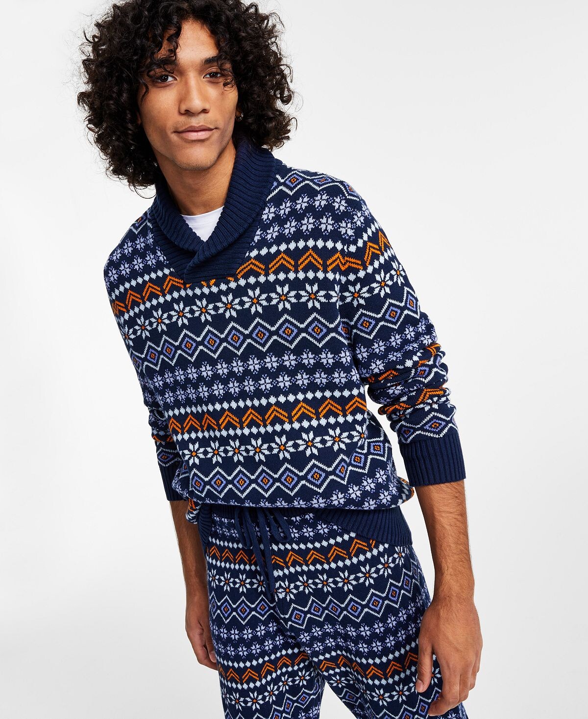 

Мужской свитер fair isle с отложным воротником, созданный для macy's Sun + Stone, мульти