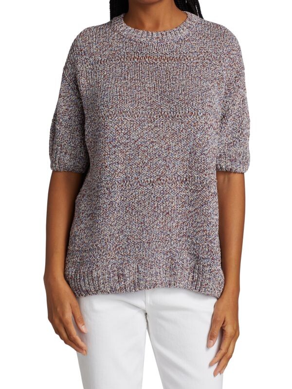 

Свитер с круглым вырезом из меланжевой пряжи Lafayette 148 New York Blue multi