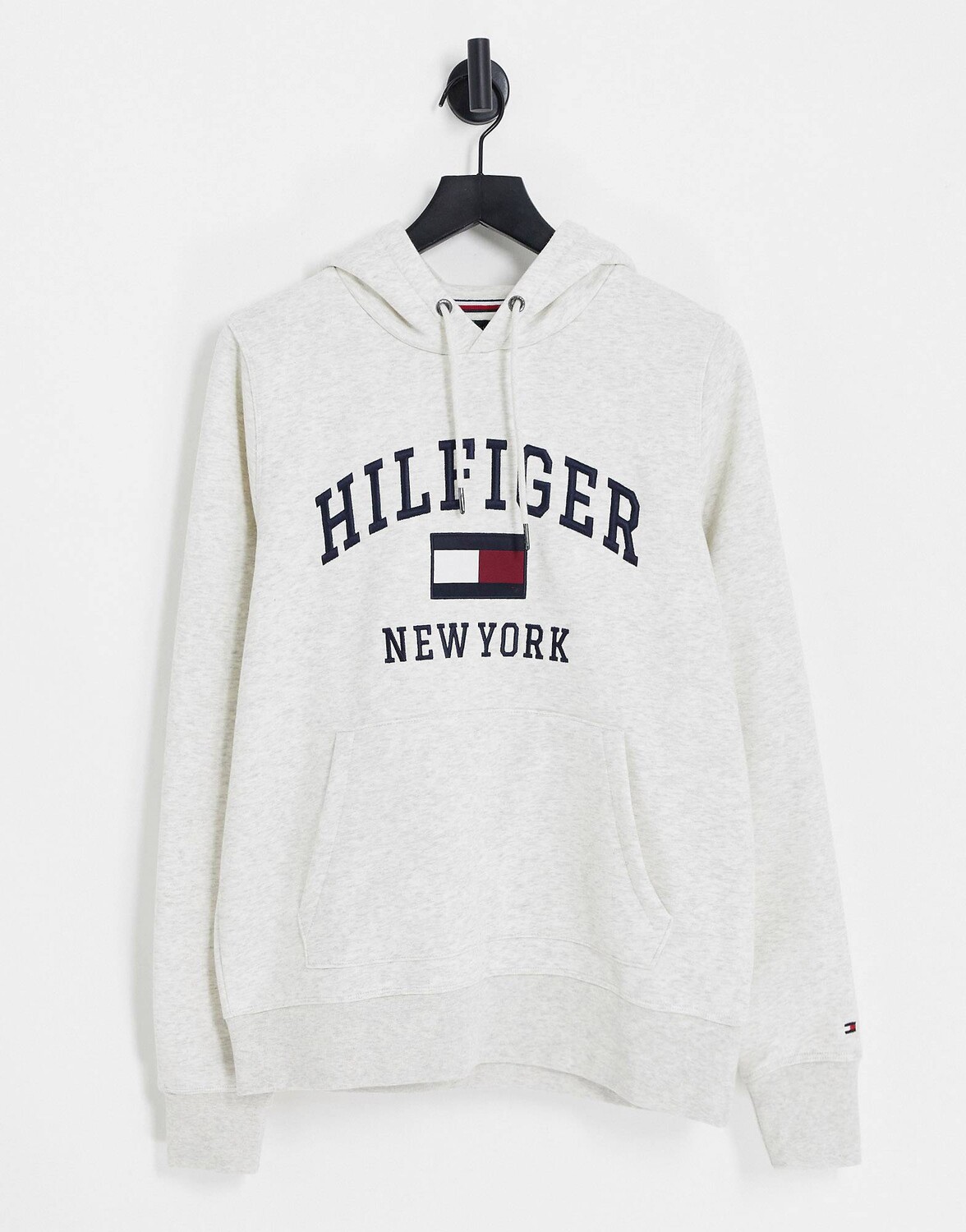 

Худи бежевого меланжевого цвета с современным логотипом Tommy Hilfiger из смесового хлопка