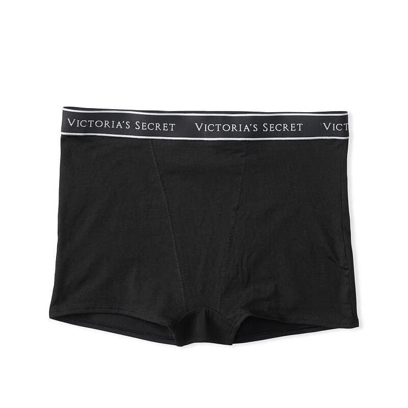 

Трусики-шортики с высокой талией Victoria's Secret Logo Cotton, черный