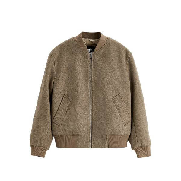 

Куртка-бомбер Zara Contrast, бежевый