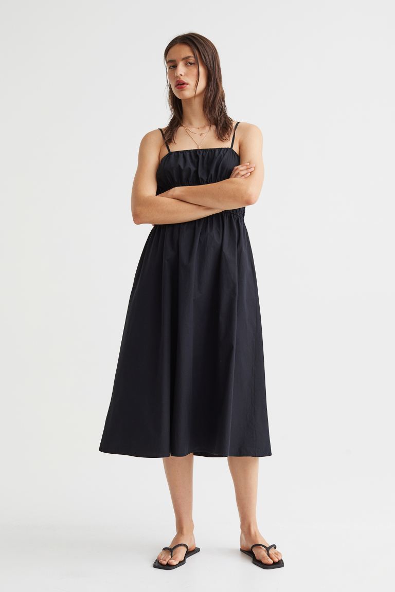Платье с эластичными сборками H&M, черный