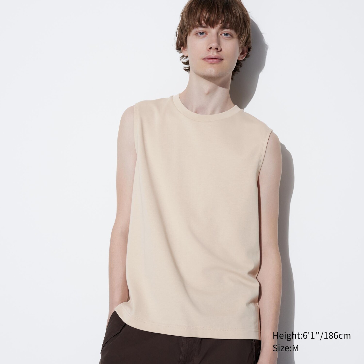 

Футболка Uniqlo AIRism из хлопка, слоновая кость, Бежевый