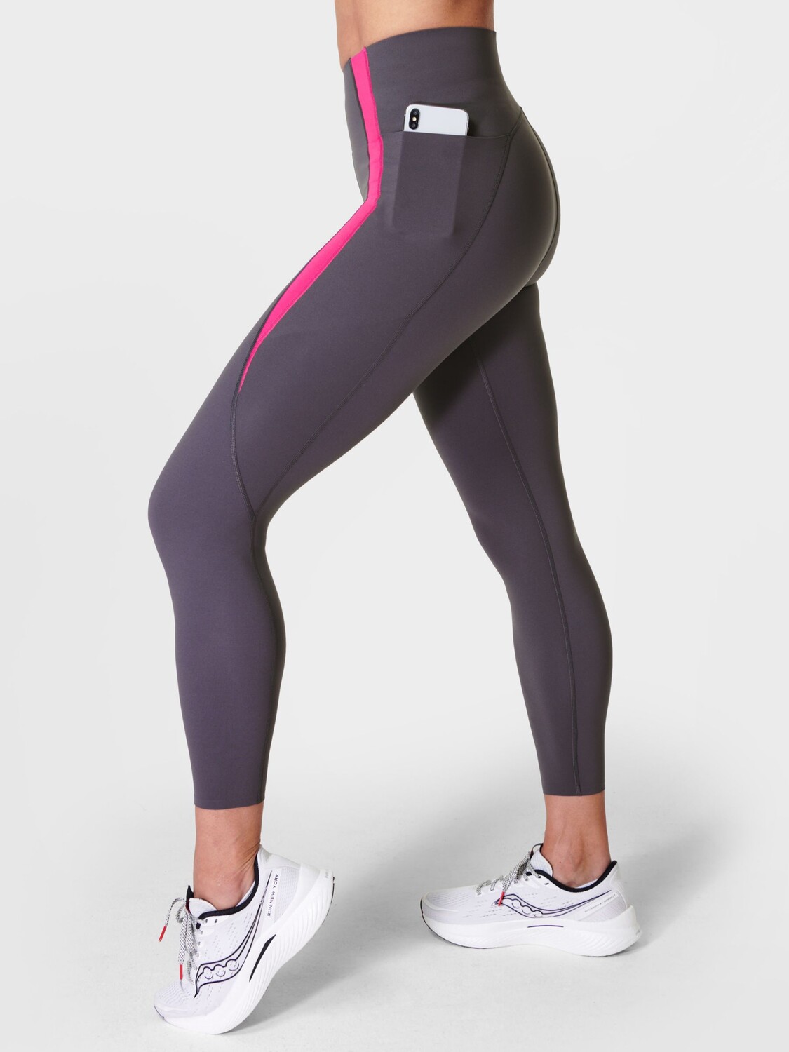

Леггинсы Power Ultra Sculpt Curve с высокой талией 7/8 Sweaty Betty, серый/розовый