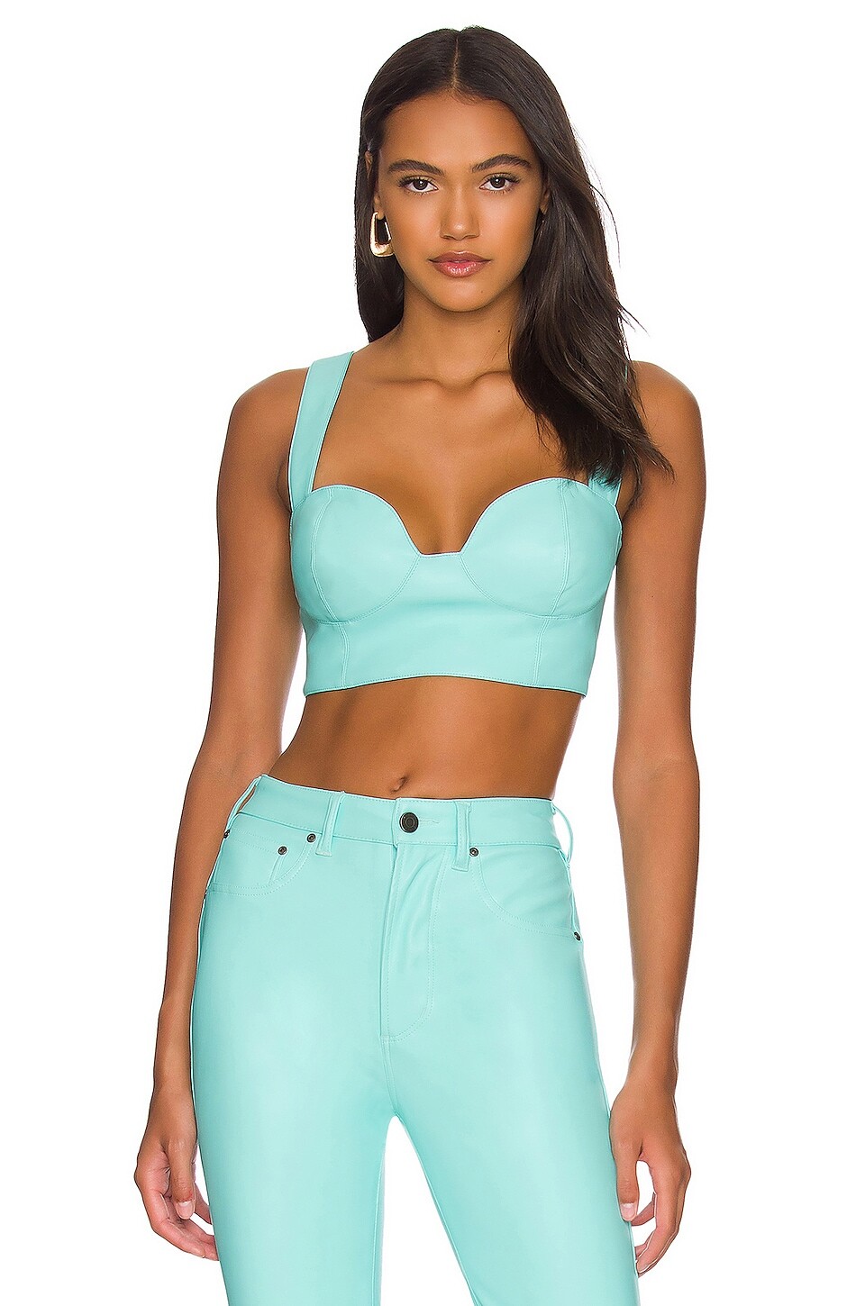 

Топ AFRM Koa Faux Leather, цвет Aruba Blue