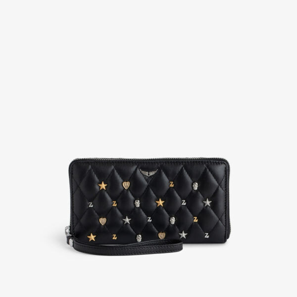 

Стеганый кожаный кошелек compagnon с подвесками Zadig&Voltaire, цвет noir