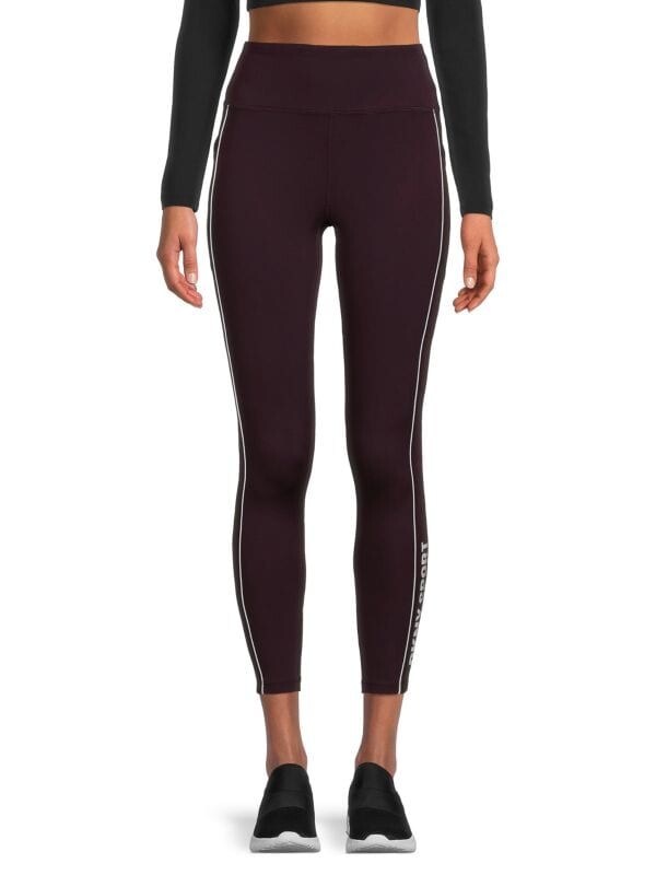 

Леггинсы Dkny Sport полосатые с высокой талией, темно-красный