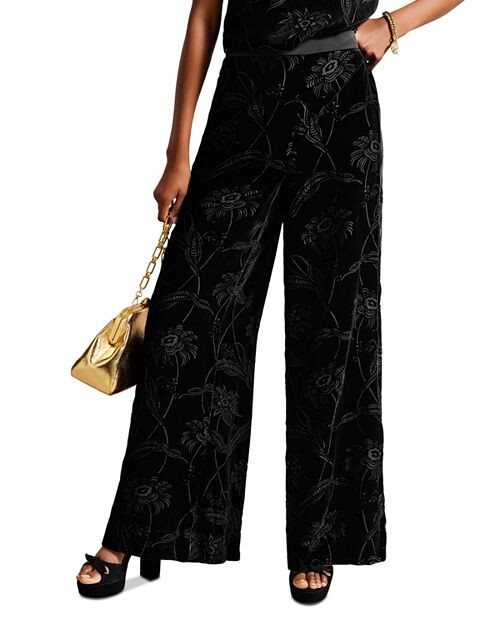 

Бархатные широкие брюки Ted Baker, цвет Black