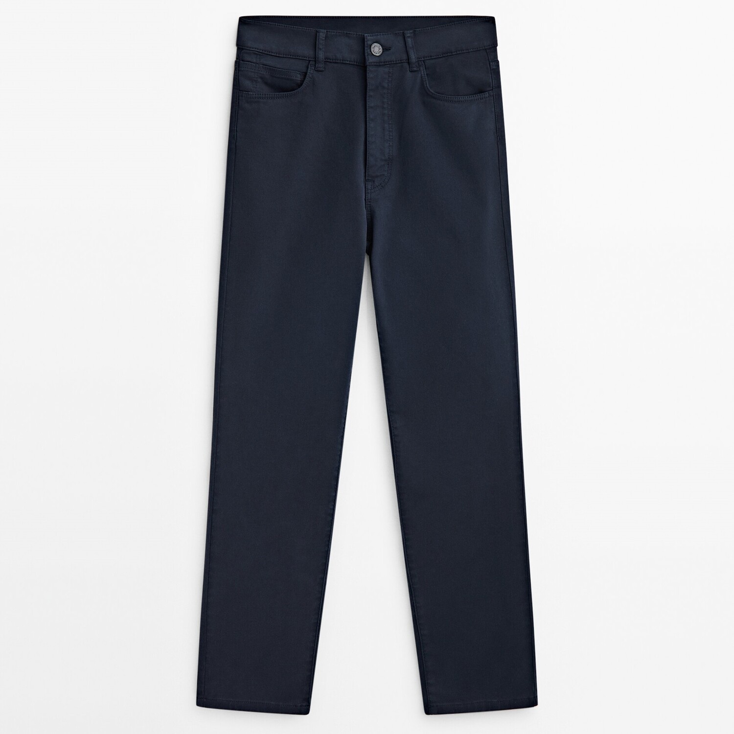 

Брюки Massimo Dutti Slim Fit Cropped Mid-waist, темно-синий