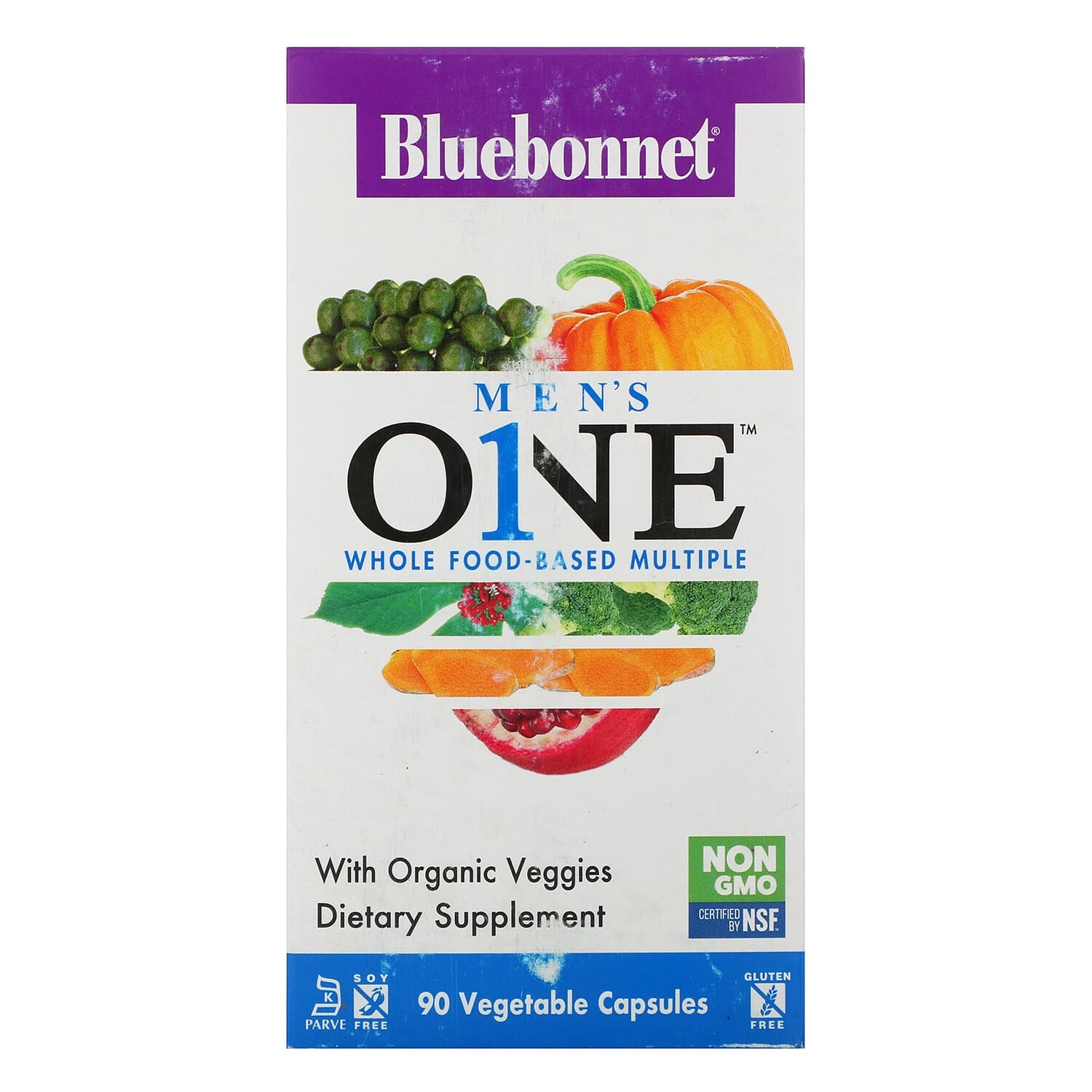 

Men's ONE, комплекс на основе цельных продуктов, 90 растительных капсул, Bluebonnet Nutrition