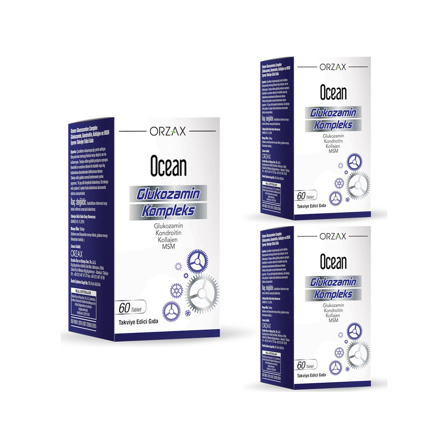Глюкозаминовый комплекс Orzax Ocean, 3 упаковки по 60 таблеток пищевая добавка orihiro high purity glucosamine chondroitin low molecular hyaluronic acid 4 предмета 270х4 таблеток