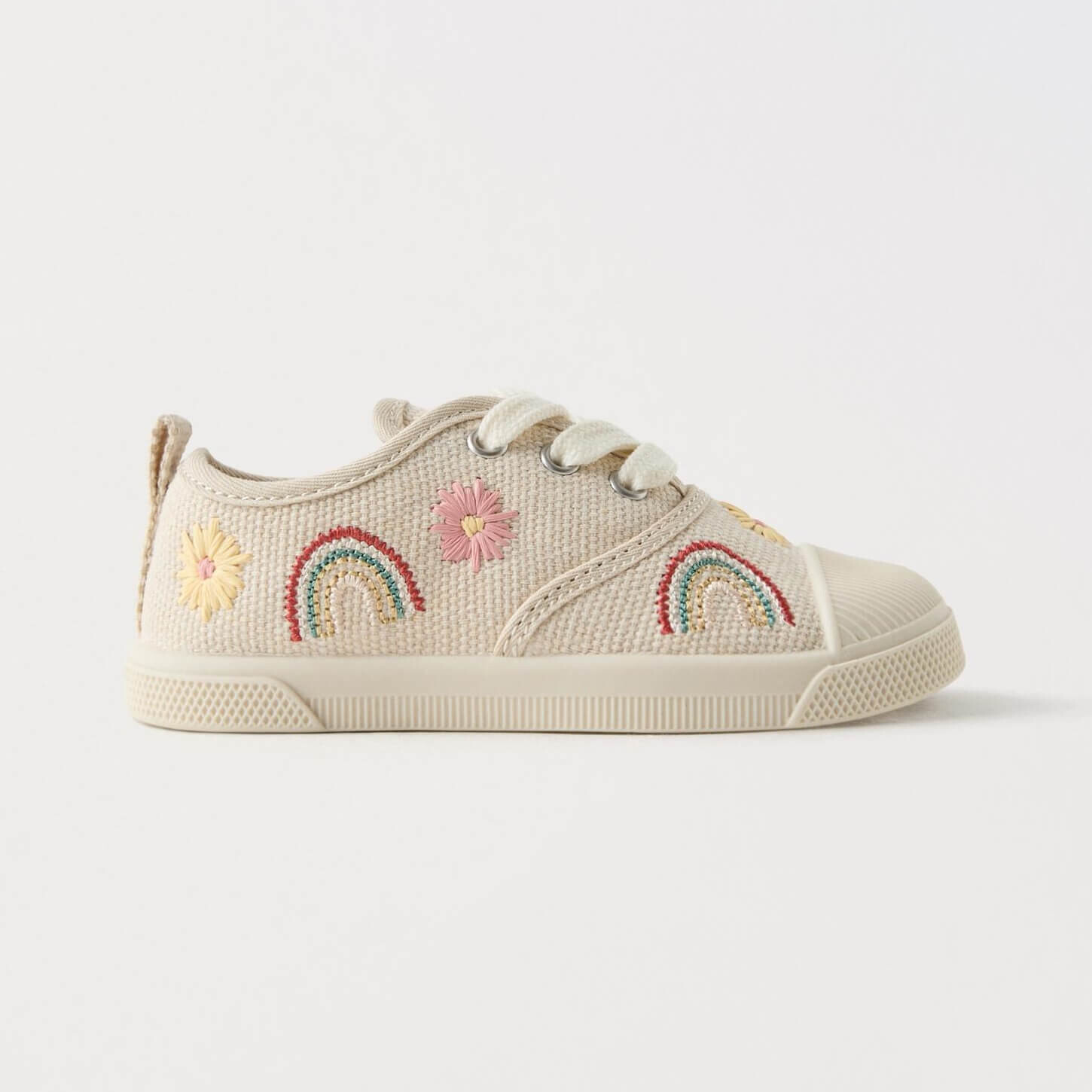 

Кроссовки Zara Summer Camp Embroidered Cotton, бежевый