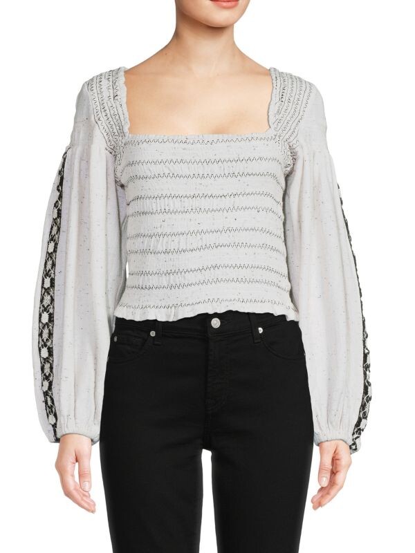 

Присборенный топ maggie в крестьянском стиле Free People Ivory