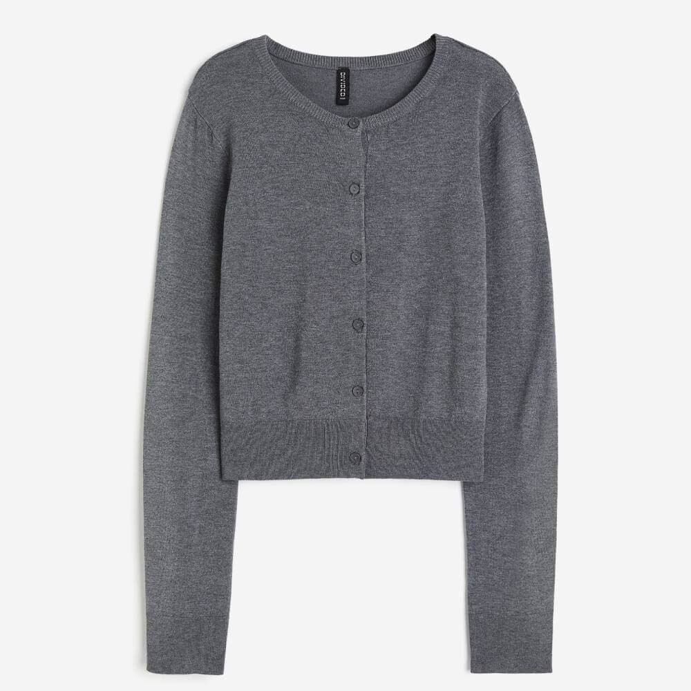 

Кардиган H&M Fine-knit, темно-серый меланжевый