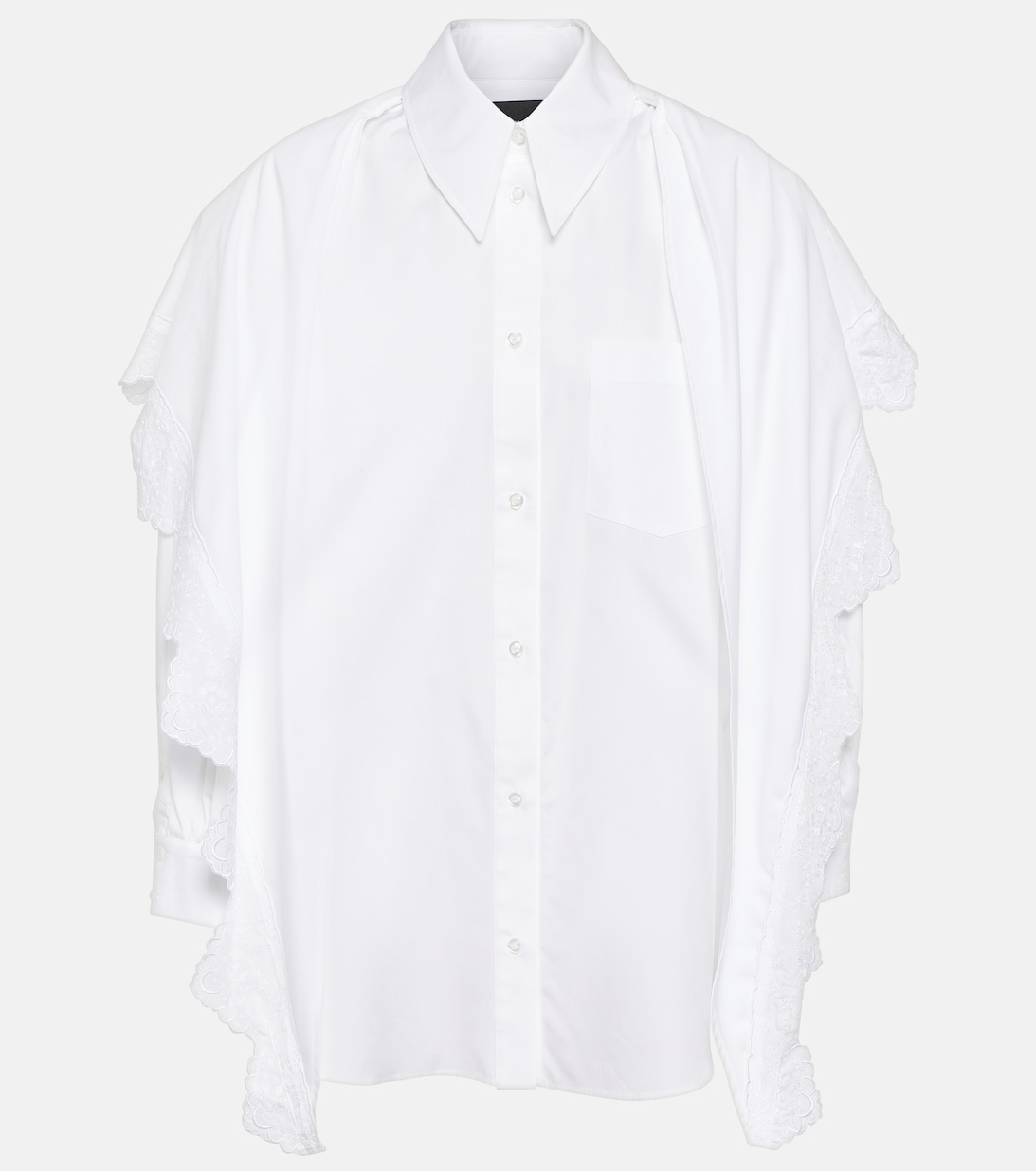 худи с оборками simone rocha Хлопковая рубашка с вышивкой SIMONE ROCHA, белый