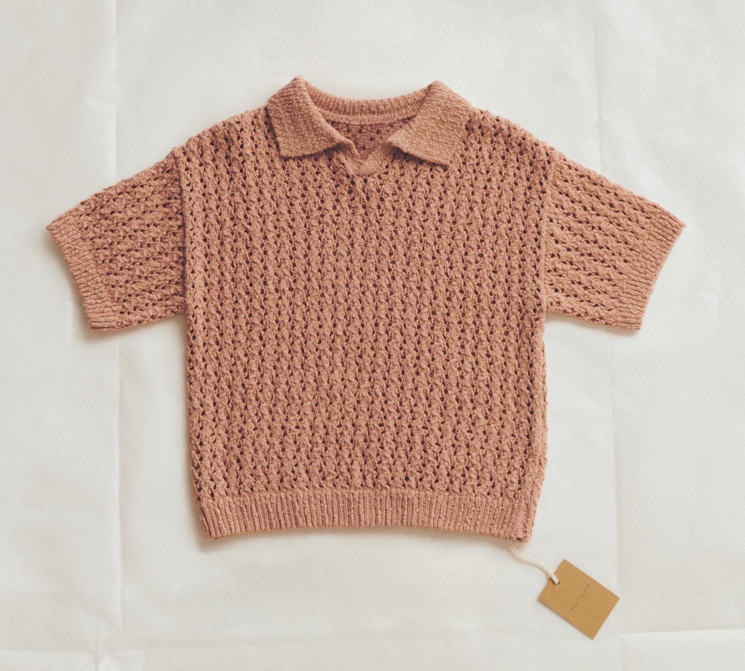 Рубашка-поло Zara Timelesz Open-knit, темно-розовый