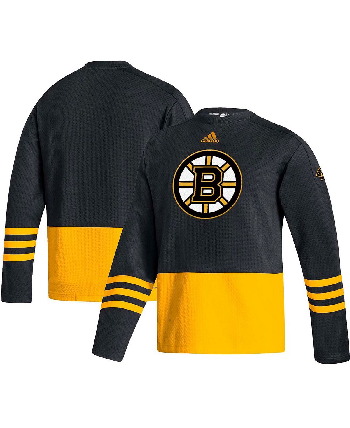 Мужской черный пуловер с логотипом boston bruins logo aeroready adidas, черный - фото