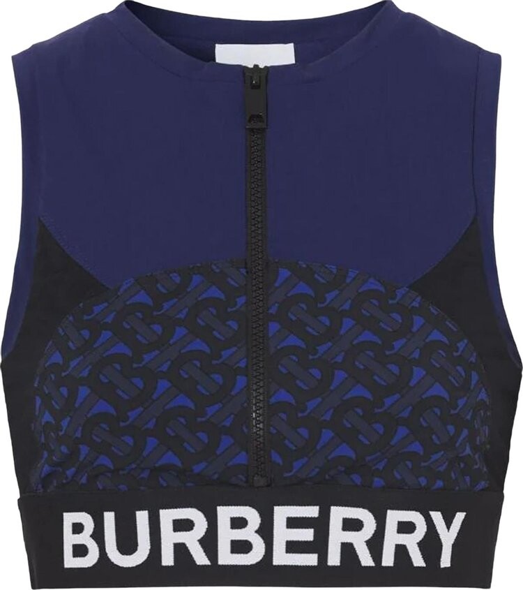 

Топ Burberry Tb Monogram Print Zipped Crop Top 'Deep Royal Blue', синий