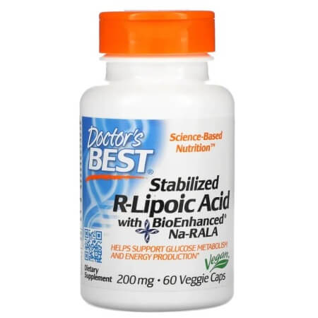 Стабилизированная R-липоевая кислота Doctor's Best с биоусиленным Na-RALA 200 мг, 60 капсул стабилизированная r липоевая кислота doctor s best с биоусиленным na rala 100 мг 60 капсул