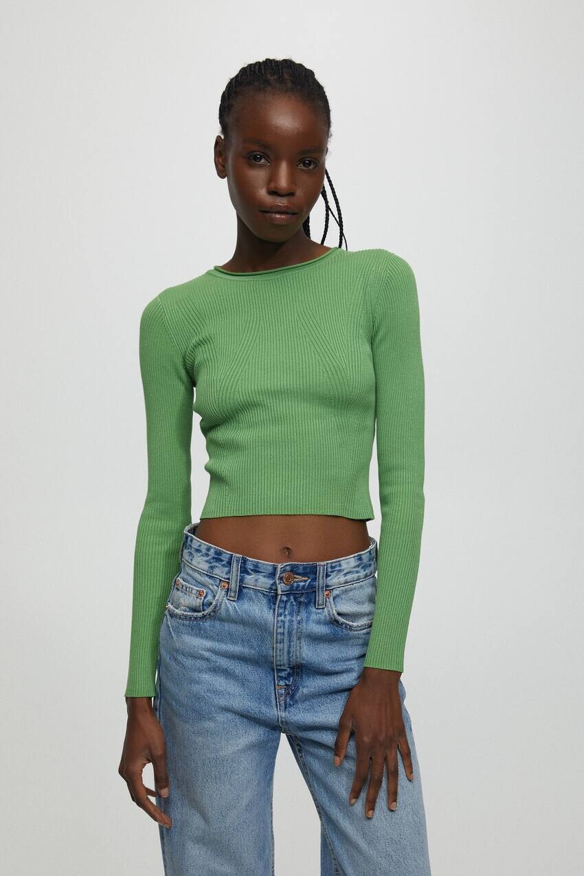 

Свитер в рубчик Pull&Bear, зеленый