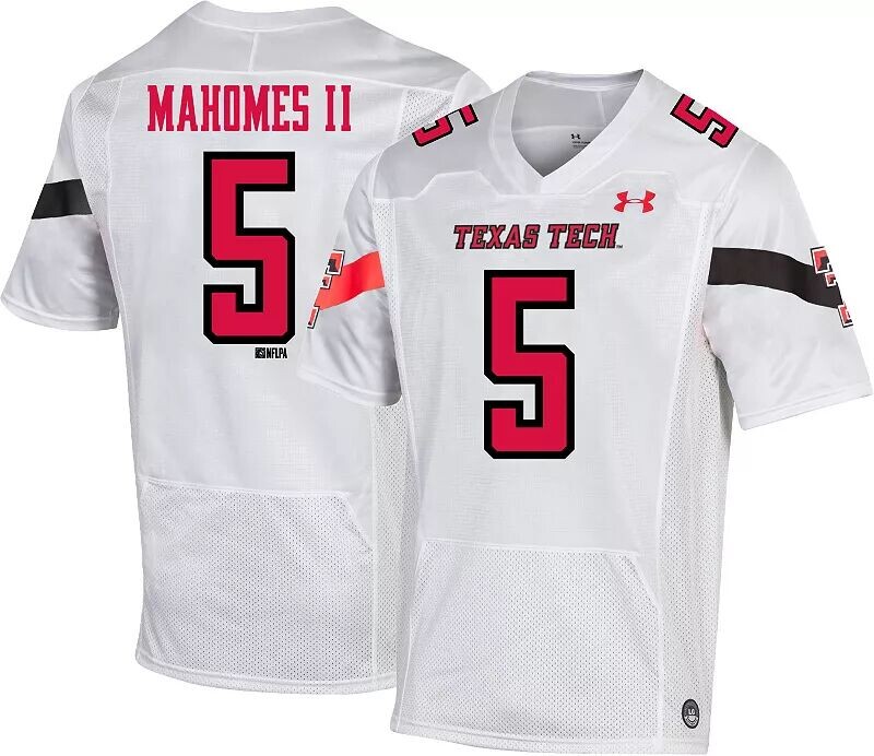 

Мужская белая футбольная майка Under Armour Texas Tech Red Raiders Патрика Махоумса #5