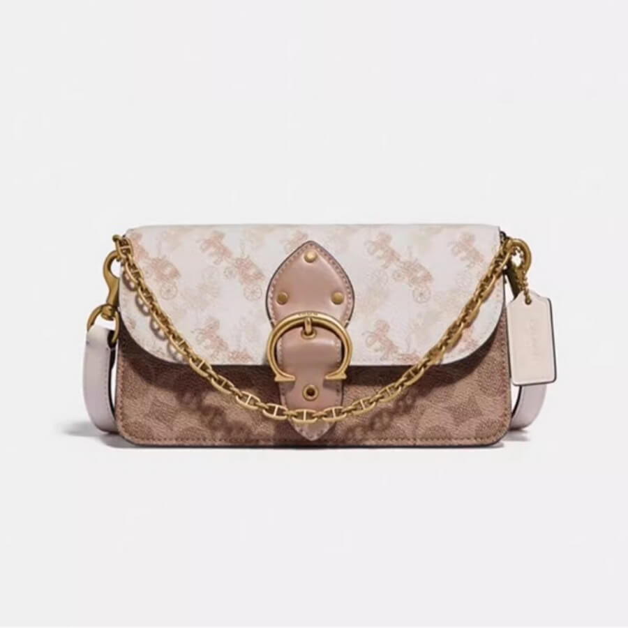 

Сумка Coach Outlet Carriage Pattern Classic Beat Crossbody Clutch, белый/бежевый