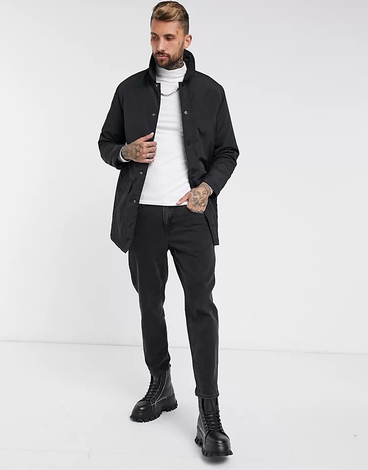 

Утепленный тренч со стеганой подкладкой ASOS DESIGN,черный, Серый