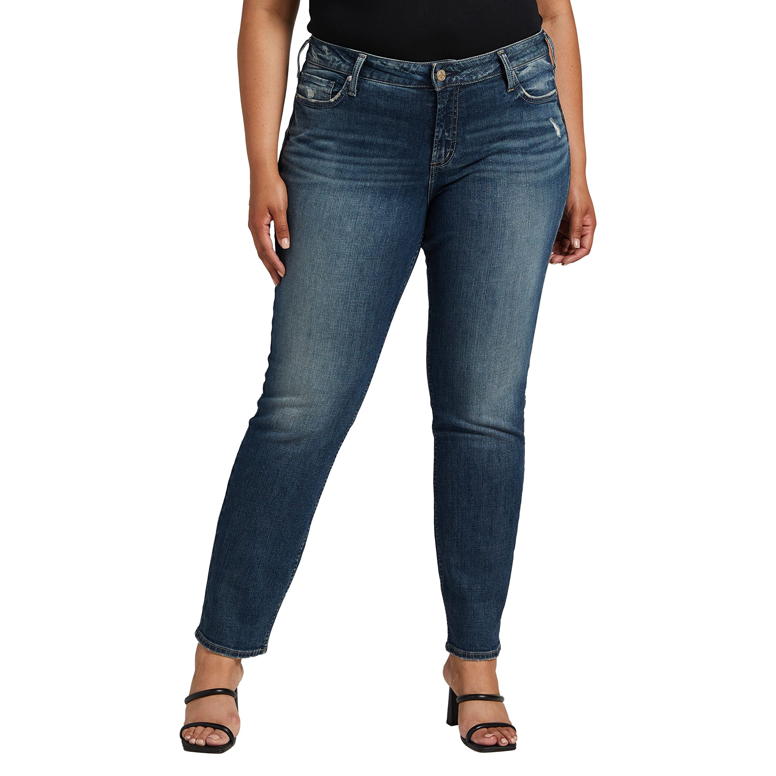 Джинсы Silver Jeans Co., Plus Size Elyse Mid-Rise Straight Leg Jeans W03403SJL341